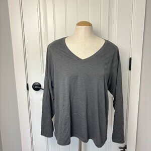 50% Off Sale  Eddie Bauer Gray V-Neck Long Sleeve Womens Top